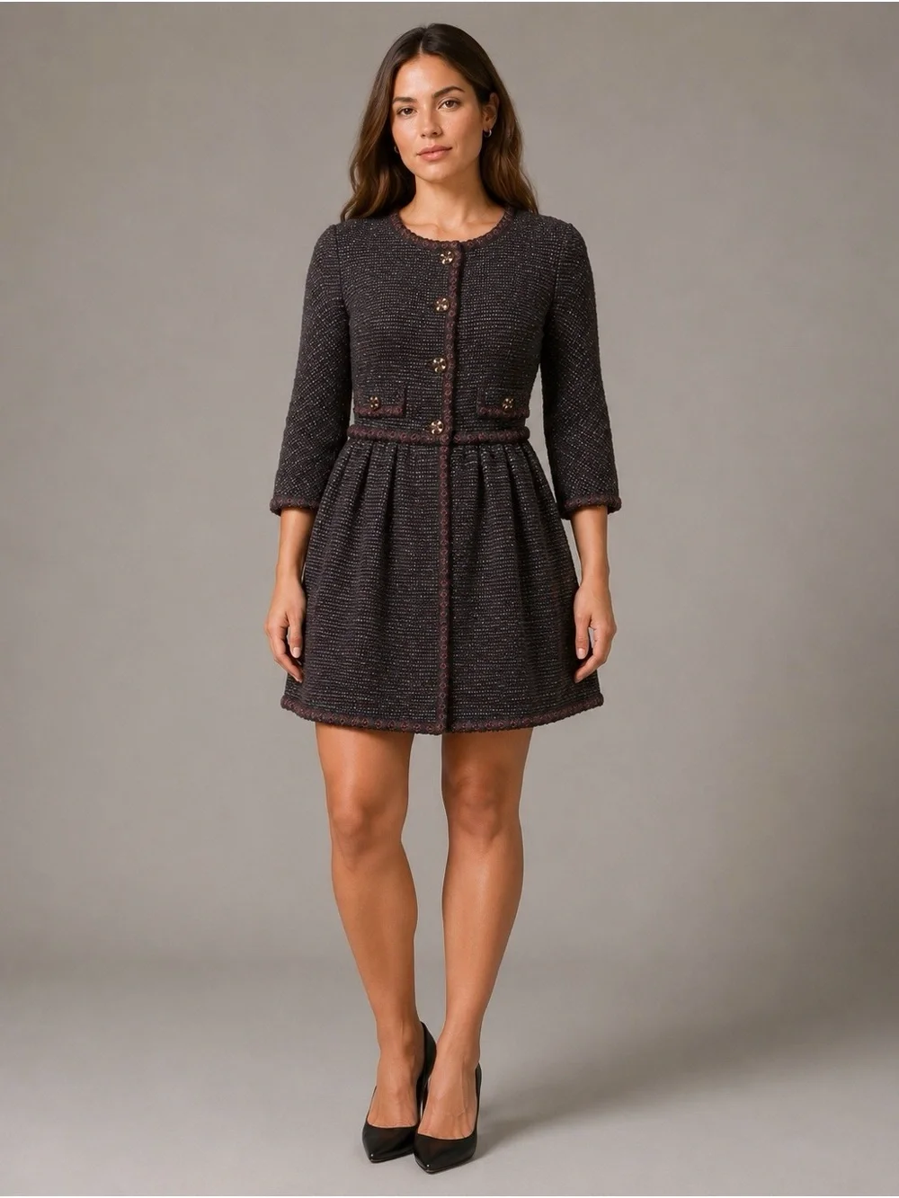CHANEL $10k Gripoix Button Tweed Fit-and-Flare Jacket in Medium Size US 8, Fr 40